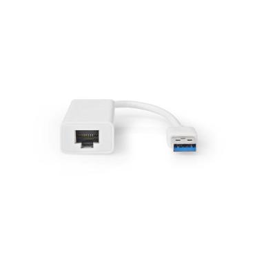 USB-A Adapter / USB 3.2 Gen 1 / USB-A Male / RJ45 Female / 1 Gbps / 0.20 m / Vernikkeld / ABS / Wit / Doos