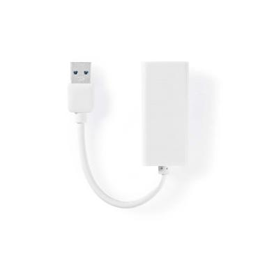 USB-A Adapter / USB 3.2 Gen 1 / USB-A Male / RJ45 Female / 1 Gbps / 0.20 m / Vernikkeld / ABS / Wit / Doos