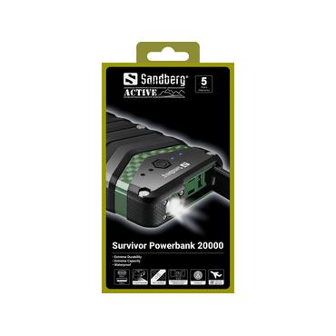Sandberg Survivor Powerbank 20100 strömförsörjningsbank - Li-Ion - USB