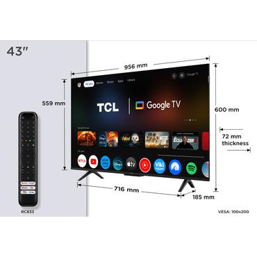 TCL 43P7K 43" | Ultra HD 4K QLED Smart TV (2025) | Google TV + Wifi | Dolby Vision & HDR10 | Quantum Dot Technologie | 60Hz