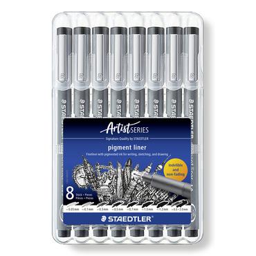 STAEDTLER pigment liner 308 - fineliner - svart (paket om 8)