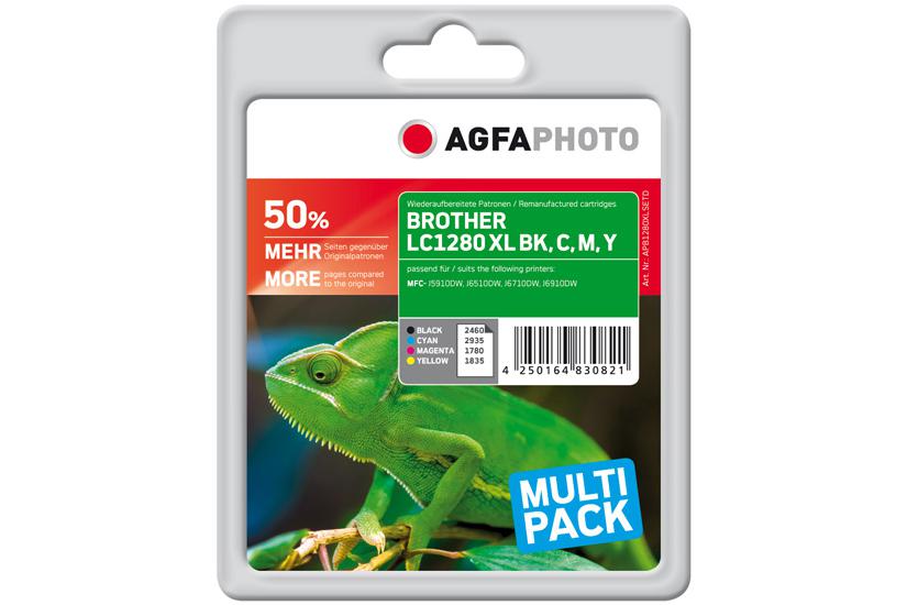 AgfaPhoto Multi pack - 4-pack - svart, gul, cyan, magenta - kompatibel - bläckpatron (alternativ för: Brother LC1280XLVALBPDR)