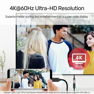 Unitek C14086BK - USB typ C-f&ouml;rl&auml;ngningskabel - 24 pin USB-C till 24 pin USB-C - 1.5 m