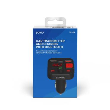 Savio TR-15 Transmiter FM z Bluetooth 87,6 - 107,9 MHz Bluetooth/USB Sort