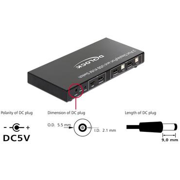 Delock 2 Port DisplayPort and USB KVM Switch