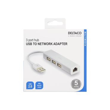 DELTACO USB 2.0 netværksadapter RJ45