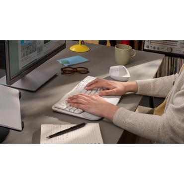 Logitech Ergo Series - tangentbord - med d&auml;mpande handflatest&ouml;d - QWERTY - offwhite Inmatningsenhet