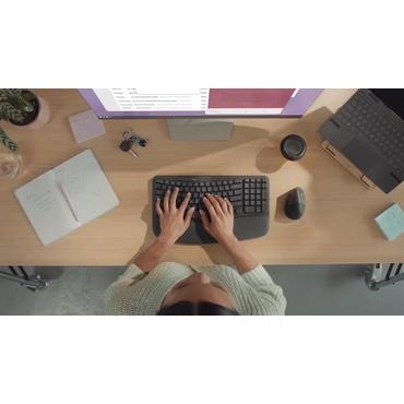 Logitech Ergo Series - tangentbord - med d&auml;mpande handflatest&ouml;d - QWERTY - offwhite Inmatningsenhet