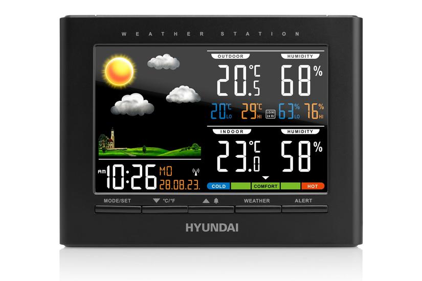 Hyundai WS4380 digital vejrstation Sort Vekselstr&oslash;m/batteri