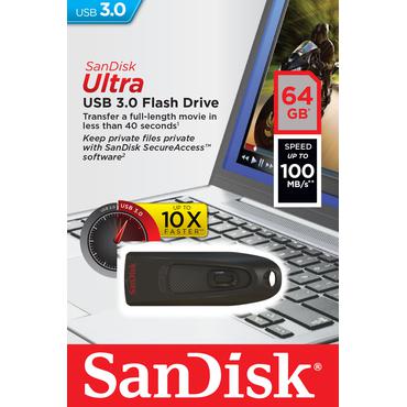SanDisk Ultra USB-nøgle 64 GB USB Type-A 3.2 Gen 1 (3.1 Gen 1) Sort
