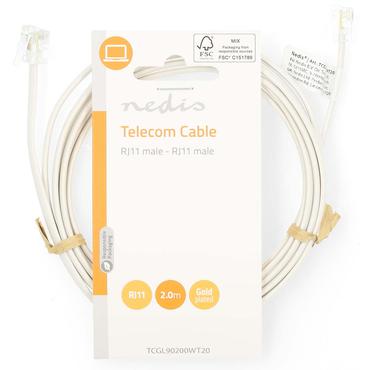 TCGL90200WT20 Telecomkabel RJ11 Male R