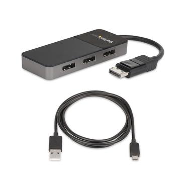 StarTech.com 3-ports multi-bildsk&auml;rmsadapter - DisplayPort 1.4 till 3x 4K DisplayPort-video-splitter - Dubbel eller tredubbel 4K - DisplayPort MST-hubb f&ouml;r flera bildsk&auml;rmar - Endast f&ouml;r datorer med Windows - video/audiosplitter - 3 portar