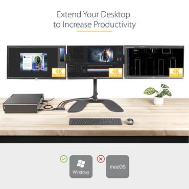 StarTech.com 3-ports multi-bildsk&auml;rmsadapter - DisplayPort 1.4 till 3x 4K DisplayPort-video-splitter - Dubbel eller tredubbel 4K - DisplayPort MST-hubb f&ouml;r flera bildsk&auml;rmar - Endast f&ouml;r datorer med Windows - video/audiosplitter - 3 portar