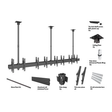 Multibrackets M Ceiling Mount Pro MBC4X1U2 monteringssats - f&ouml;r 8 LCD-bildsk&auml;rmar - svart