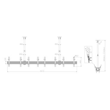 Multibrackets M Ceiling Mount Pro MBC4X1U2 monteringssats - f&ouml;r 8 LCD-bildsk&auml;rmar - svart
