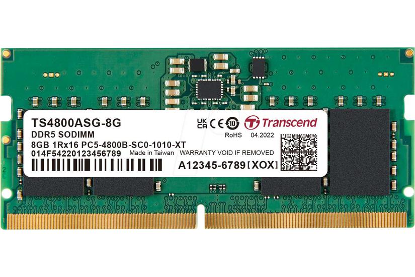 Transcend - 8GB - DDR5 RAM - 4800MHz - SO DIMM 262-PIN - On-die ECC - CL40