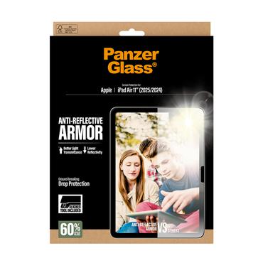 PanzerGlass &reg; Anti-Reflective Armor Sk&aelig;rmbeskyttelse iPad Air 11" (2024-2026) | Ultra-Wide Fit m. Fastfit tool