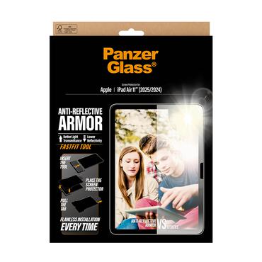 PanzerGlass &reg; Anti-Reflective Armor Sk&aelig;rmbeskyttelse iPad Air 11" (2024-2026) | Ultra-Wide Fit m. Fastfit tool