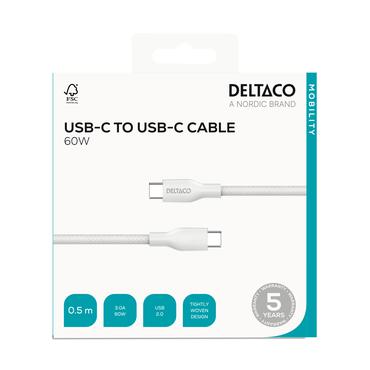 DELTACO - USB Type-C kabel - 24 pin USB-C til 24 pin USB-C - 50 cm