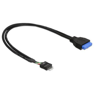 Delock - USB-internkabel - 19-stifts USB 3.0-kontakt till 9-stifts USB-&ouml;verdel - 45 cm