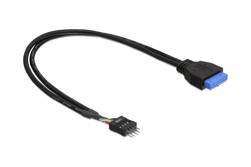 Delock - USB-internkabel - 19-stifts USB 3.0-kontakt till 9-stifts USB-&ouml;verdel - 45 cm
