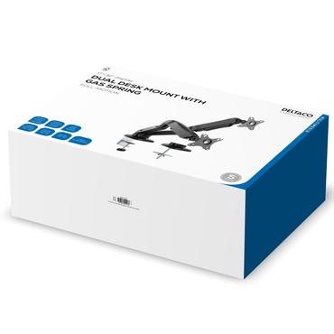 DELTACO ARM-1300 monteringssats - justerbar arm - f&ouml;r 2 monitorer - mattsvart