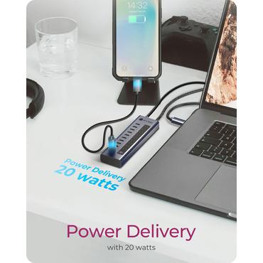 ICY BOX IB-HUB1450-C31 10000 Mbit/s Anthracit