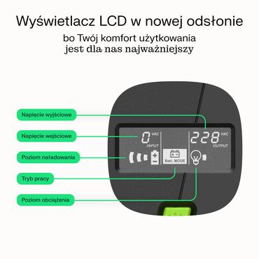 Green Cell UPS-enhed Interaktivt indgangsstik 1,5 kVA 900 W 4 AC stikkontakt(er)
