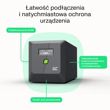 Green Cell UPS-enhed Interaktivt indgangsstik 1,5 kVA 900 W 4 AC stikkontakt(er)