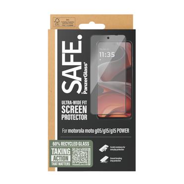 PanzerGlass SAFE. by ® Skærmbeskyttelse m. Sort Ramme Motorola moto g05 | moto g15 | moto g15 POWER | Ultra-Wide Fit