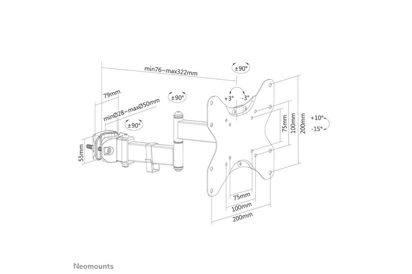 Neomounts FL40-450BL12 monteringssats - fullst&auml;ndig r&ouml;relse - f&ouml;r TV - svart