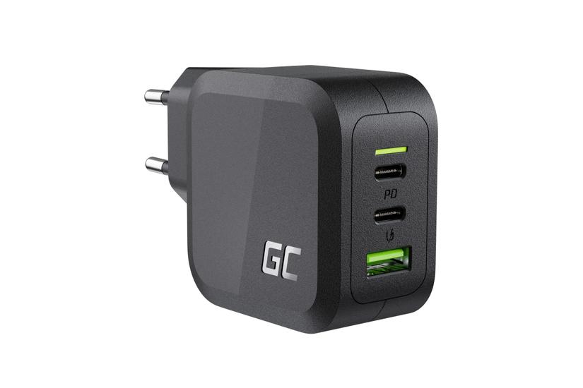 Green Cell str&ouml;madapter - PowerGaN - 2 x USB-C, USB - 65 Watt