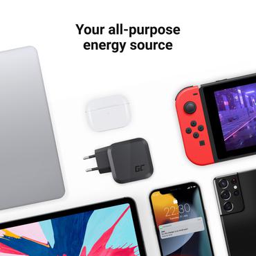 Green Cell str&ouml;madapter - PowerGaN - 2 x USB-C, USB - 65 Watt