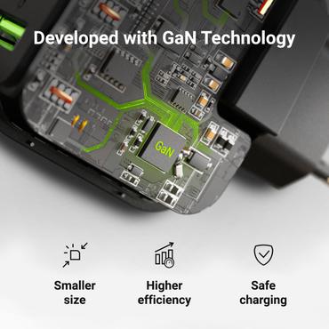 Green Cell str&ouml;madapter - PowerGaN - 2 x USB-C, USB - 65 Watt