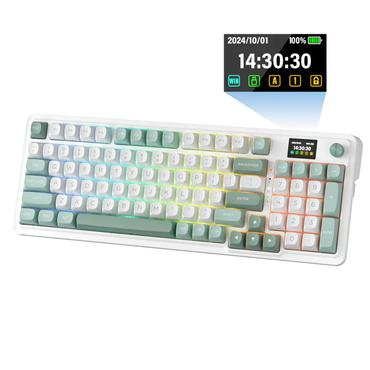 REDRAGON K719WG-RGB-PRO Galatin tastatur USB + RF Wireless + Bluetooth Hvid, Grøn