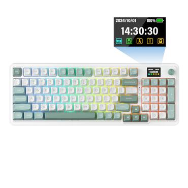 REDRAGON K719WG-RGB-PRO Galatin tastatur USB + RF Wireless + Bluetooth Hvid, Grøn