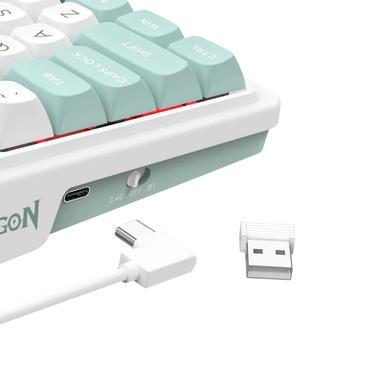 REDRAGON K719WG-RGB-PRO Galatin tastatur USB + RF Wireless + Bluetooth Hvid, Grøn