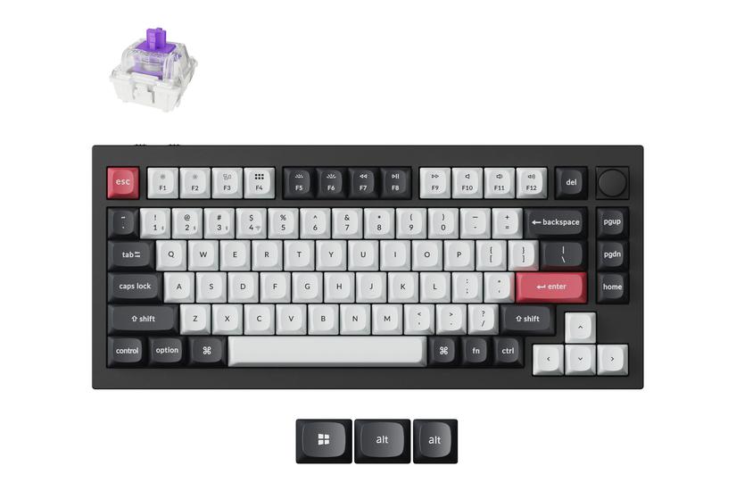 Keychron Q1 HE - tangentbord - QMK anpassad, helt monterad ratt - 75% - QWERTY - Nordisk - kolsvart Inmatningsenhet