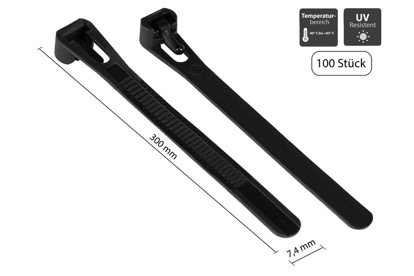 Good Connections Kabelsamler - 300 mm - 100 styck - Nylon PA 66 - Svart - 7.4 mm