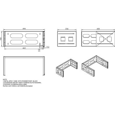 Prokord PN-0210-4U tilbehør til rack Monteringsbeslag
