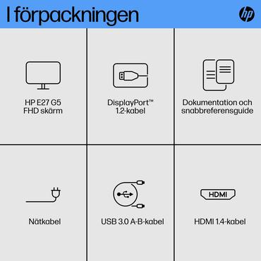 HP E27 G5 skärm - LED-bakgrundsbelysning - 27" - IPS - 5ms - Full HD 1920x1080 vid 75Hz