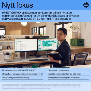 HP E27 G5 skärm - LED-bakgrundsbelysning - 27" - IPS - 5ms - Full HD 1920x1080 vid 75Hz