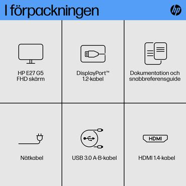 HP E27 G5 skärm - LED-bakgrundsbelysning - 27" - IPS - 5ms - Full HD 1920x1080 vid 75Hz