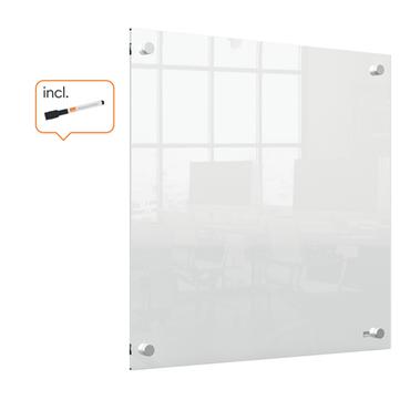 Nobo transparent akryl mini whiteboard v&aelig;gmonteret 450x450mm