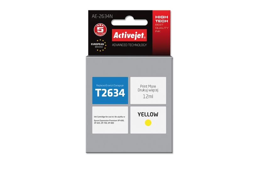 Activejet AE-2634N bl&aelig;k (erstatning Epson 26 T2634; Supreme; 12 ml; gul)