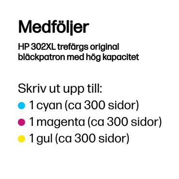 HP Original 302XL-bl&aelig;kpatron med h&oslash;j kapacitet, trefarvet
