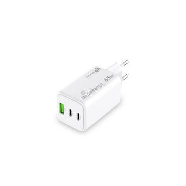 MediaRange Ladegerät 65W 3-Port 1x USB-A/2x USB-C GaN, weiß