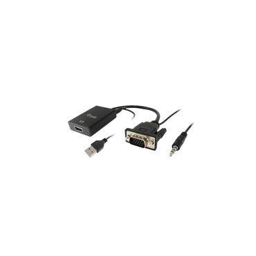 Equip 119038 videokabel adapter 0,2 m VGA (D-Sub) + 3.5mm DVI-D + USB Sort