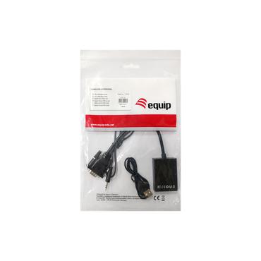 Equip 119038 videokabel adapter 0,2 m VGA (D-Sub) + 3.5mm DVI-D + USB Sort