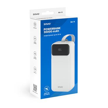 Savio BA-11 powerbank Lithium-Ion (Li-Ion) 3000 mAh Hvid